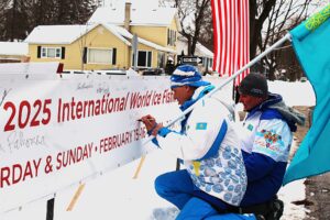 Lakeview National Ice Fishing Championship SIGNATURES - Discover Montcalm Podcast Lakeview National Ice Fishing Championship signing banner